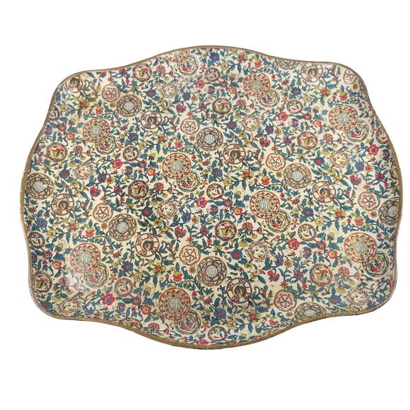 VTG Alfred E. Knobler Alcohol Proof Tray Japan Decorative Floral Design 14x12 - Picture 4 of 14